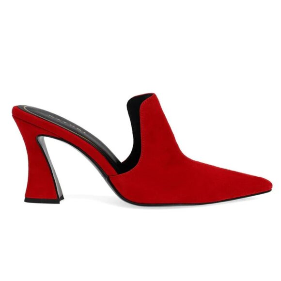 Red Suede Heel Mule - Picture 3 of 4